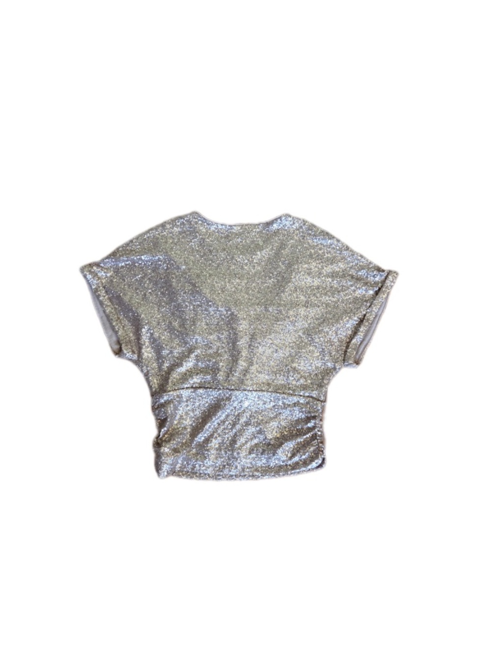 Express Gold Metallic Silver Sequin Short Sleeve Dolman Top - Picture 2 of 4